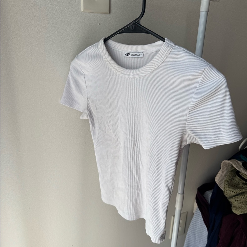 Zara Cream Ribbed Top